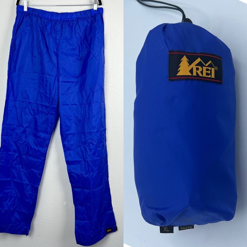 Vintage REI | NEW Blue Windbreaker Packable Pants Adjustable Waist Hiking XL